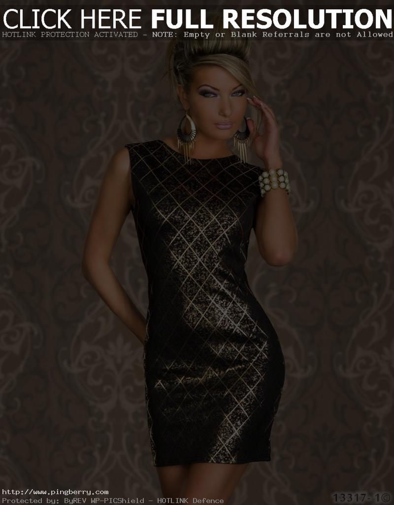 Black Gold Foil Bodycon Mini Dress Evening Party Dresses