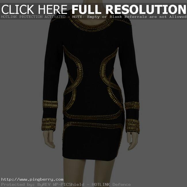 black sequin long sleeve dress