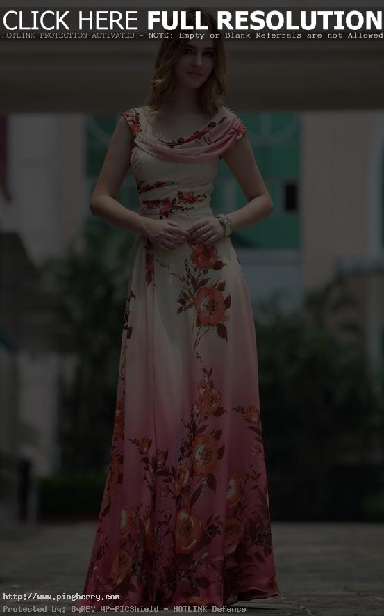 pink red sleeveless pleated floor length gowns evening dresses