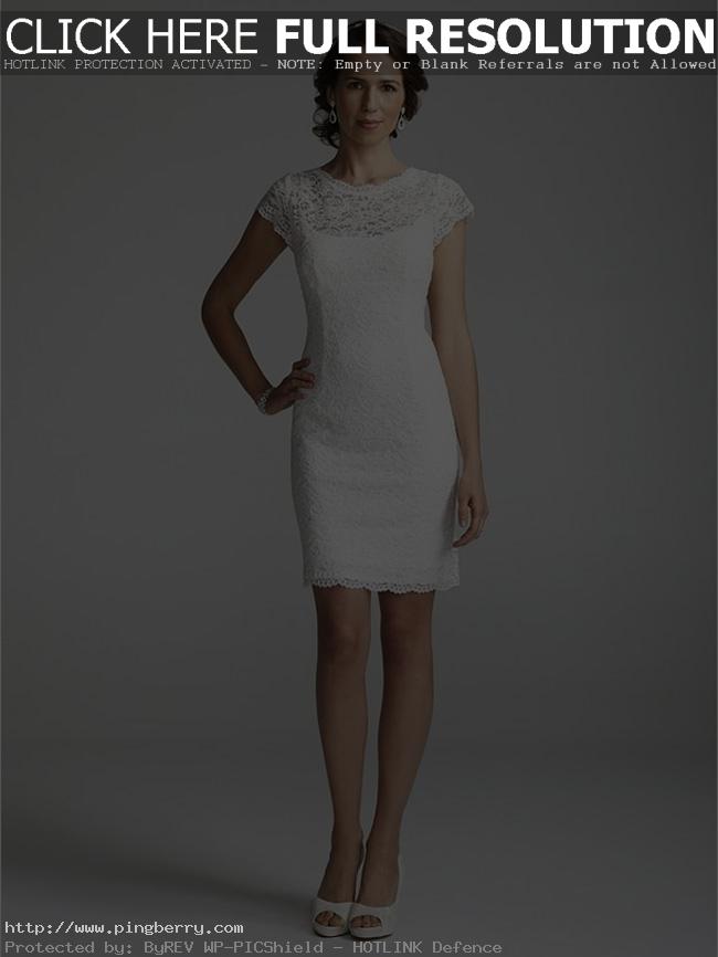 white short lace cap sleeve wedding dress
