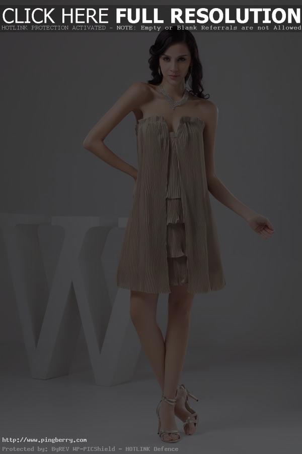 A-line Mini-length Draping Chiffon Notched Pleated Cocktail Dress