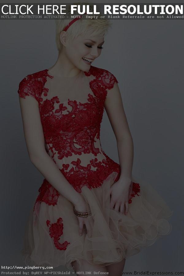 Cap Sleeve Short Prom Dress in Red