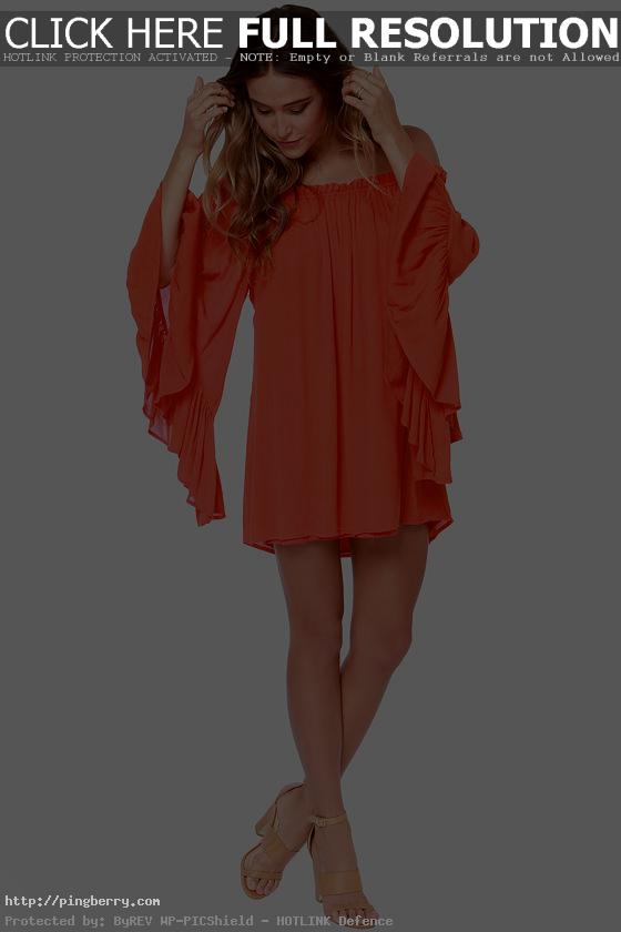 Red Orange Off-the-Shoulder Dress
