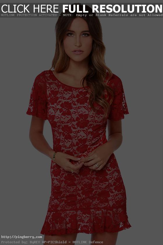 Simple Red Lace Dress