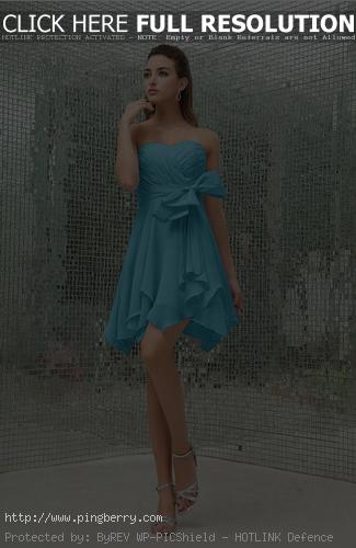 Turquoise Plain A-line Sweetheart Zipper Mini Ruffles Bridesmaid Dresses