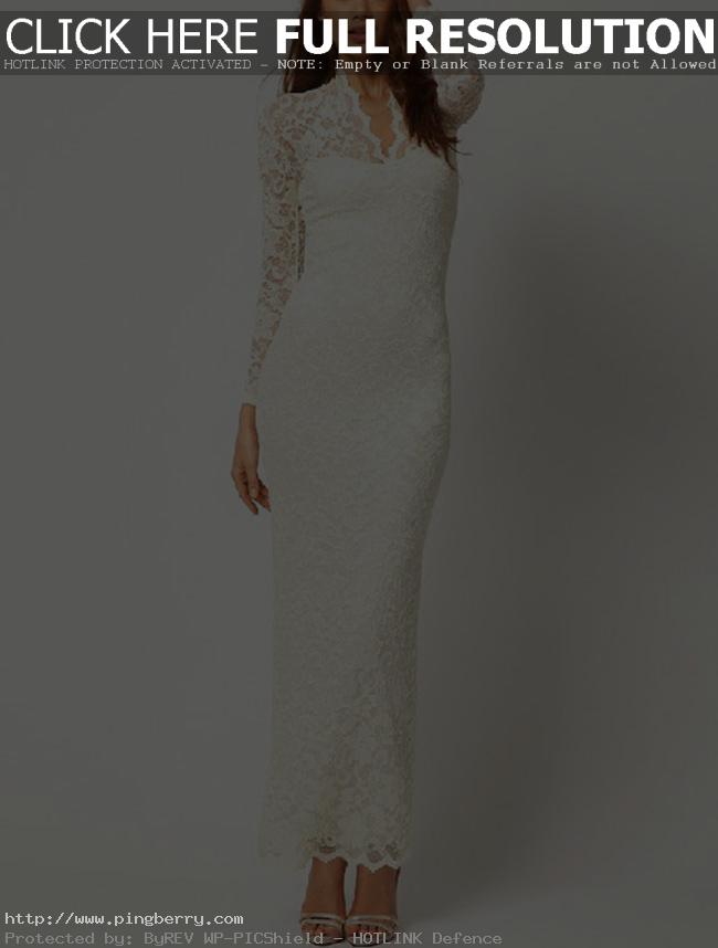 long sleeve white lace maxi dress