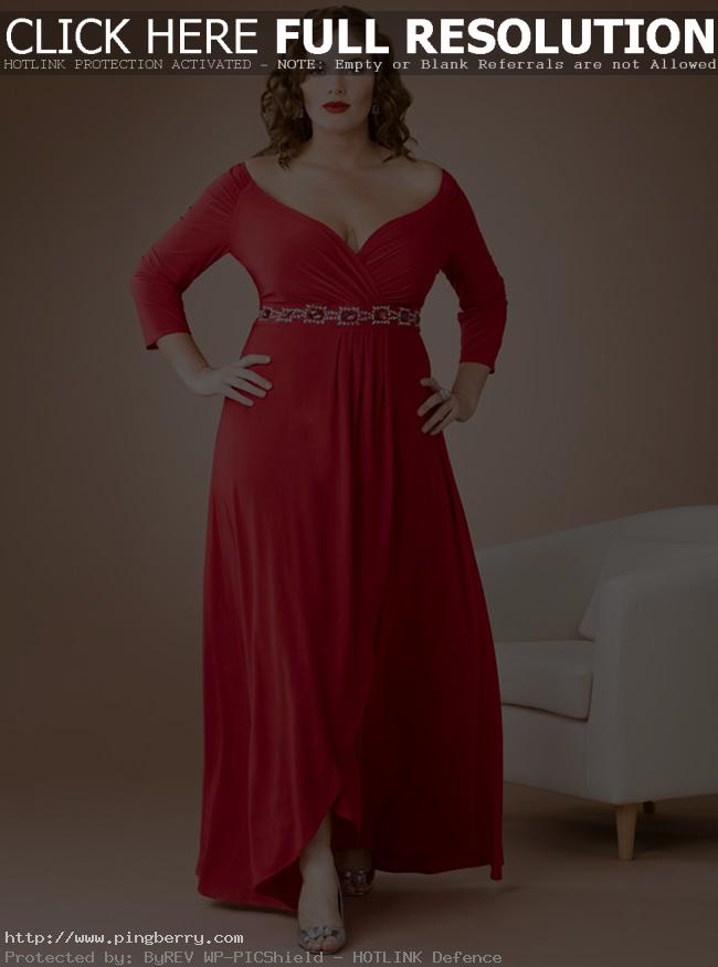 plus size evening dresses with sleeves cheap