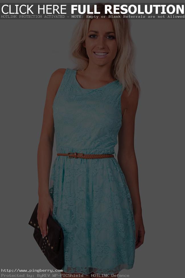 Turquoise Lace Casual Dress
