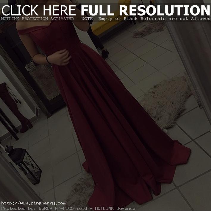 Burgundy Prom Dress, Off The Shoulder Formal Gown ,Party Dress Long, Evening Gow...