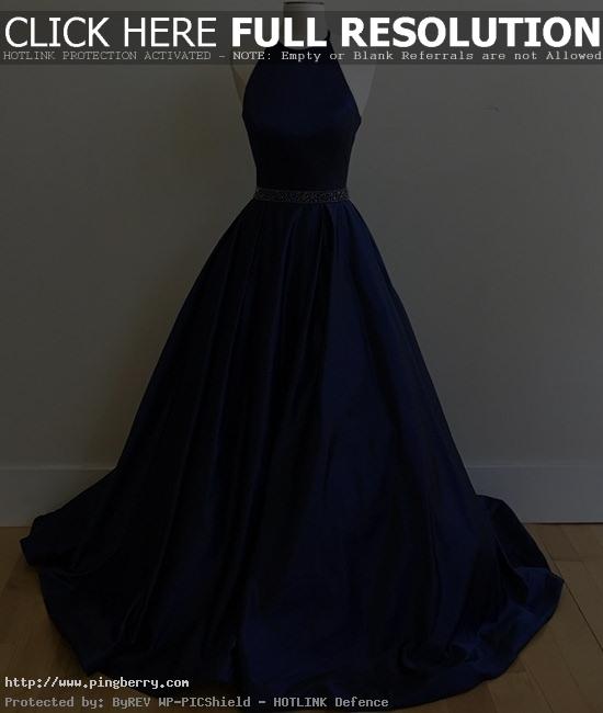 Charming Prom Dress,Sexy Prom Dress, Simple Halter Prom dress, navy blue prom dr...
