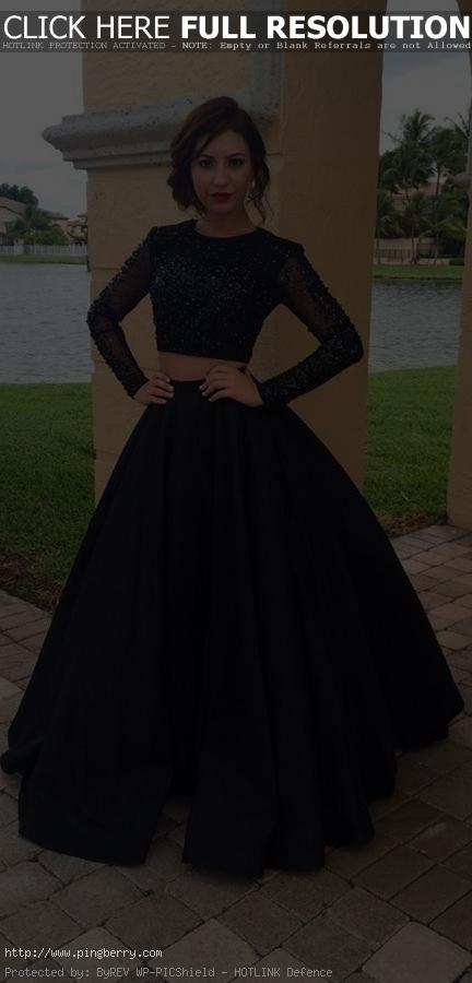 Long Sleeves Prom Dress, Two Pieces Prom Dresses For Teens,Modest Prom Gowns,For...