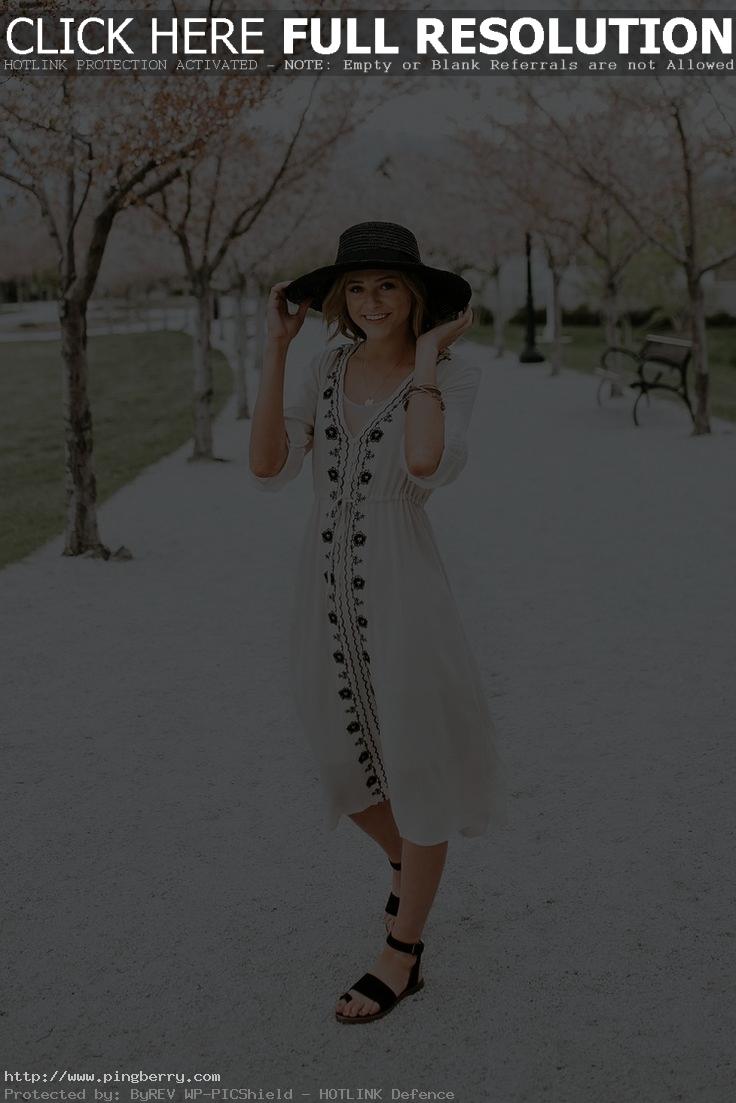 Cream Embroidered Dress | ROOLEE...