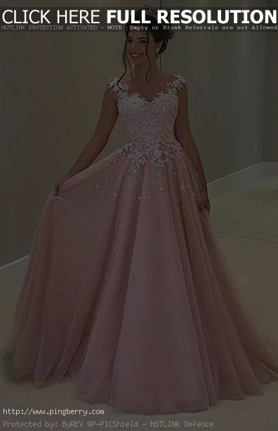Fancy Pink Prom Dress,Long Prom Dress with Appliques,Prom Dresses 2017,Party Dre...