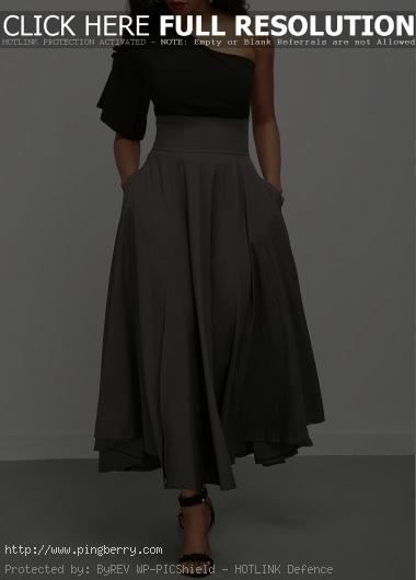 Black One Shoulder Top and High Waist Skirt on sale only US$34.42 now, buy cheap...