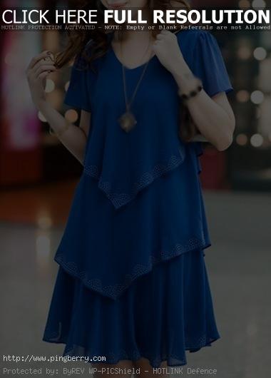 V Neck Royal Blue Layered Chiffon Dress | lulugal.com - USD $25.90...