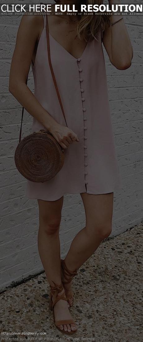 #summer #outfits / light pink button down dress...