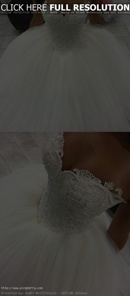 Gorgeous Pearls Ball Gown Wedding Dresses 2017 Sexy Sweetheart Sleeveless Lace A...