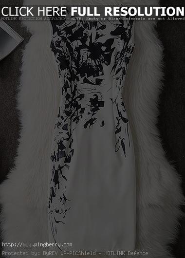 Sleeveless Back Slit Round Neck Printed Sheath Dress on sale only US$27.79 now, ...