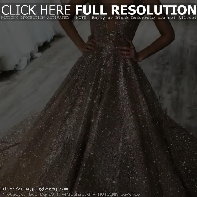 Ball Gowns Prom Dresses 2019 Luxurious Sequin V-neck Evening Gowns – slayingdress