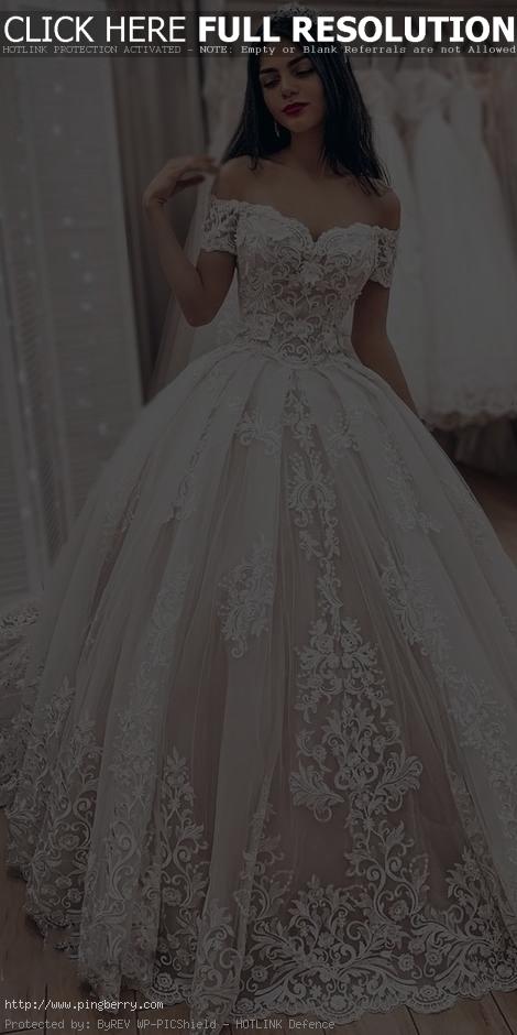 Off the Shoulder Ball Gown Wedding Dress, Fashion Custom Made Bridal D – Super...